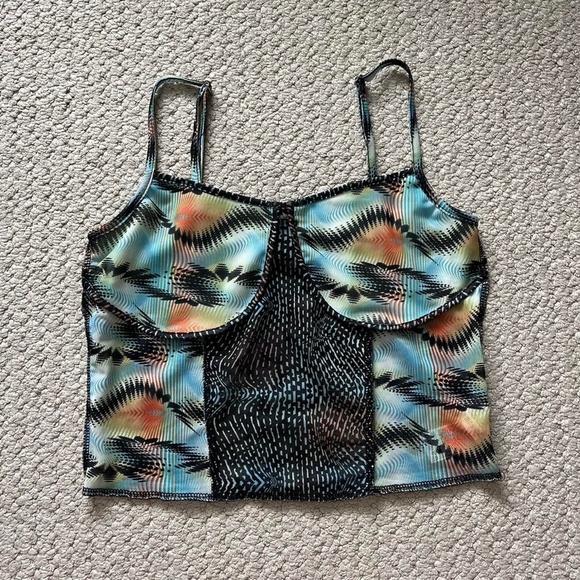 Blue and Orange Patterned Top - Picture 1 of 3